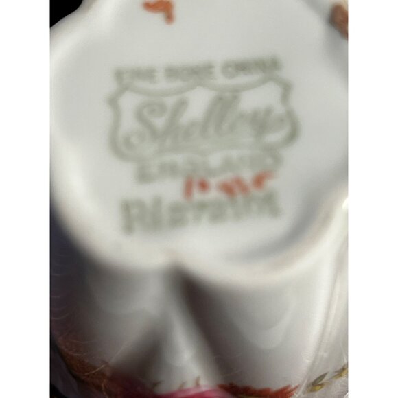 Shelley Flat Demitasse Cup & Saucer Set Rose & Red Daisy (Dainty) England Bone C - Picture 5 of 11